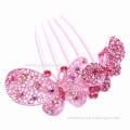 Metal Alloy Pink Butterfly Hair Clip with Part Polished Surface, Elegant and Charming